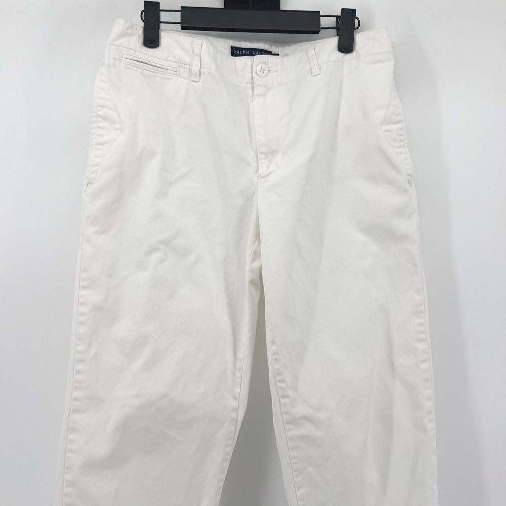Ralph Lauren Womens 6 White Cotton Cropped Chino Pants Straight Leg